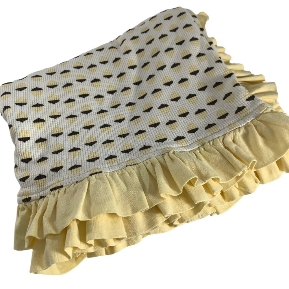 Oscar & Belle Baby Blanket Organic Cotton Yellow Ruffle Acorn Print